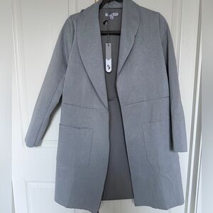 Gray Women's Open-Front Long Coat
